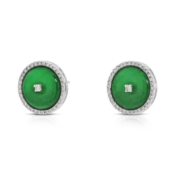 עגילים צמודים אלגנטיים מירקן ויהלומי הילה 0.23 קרט בזהב לבן 18K