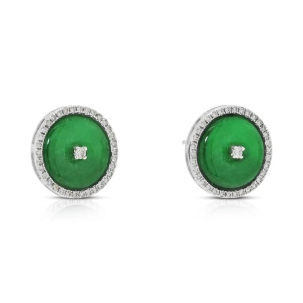 עגילים צמודים אלגנטיים מירקן ויהלומי הילה 0.23 קרט בזהב לבן 18K