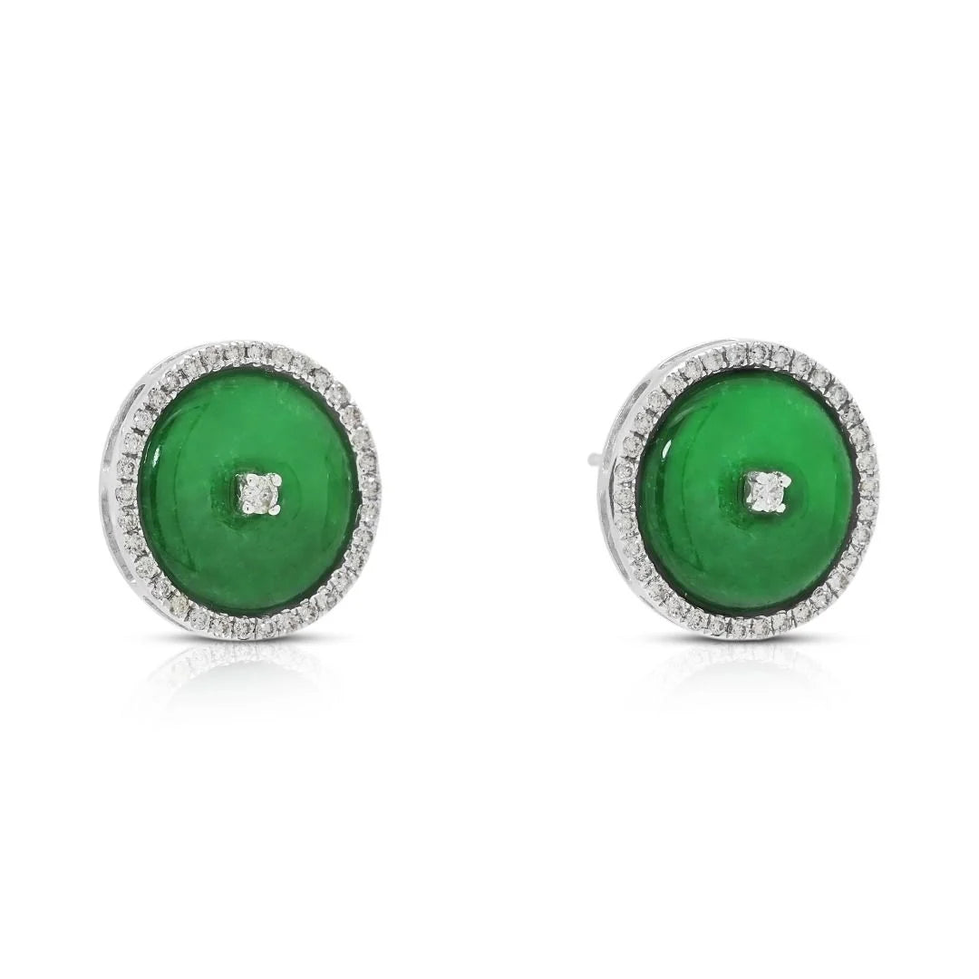 עגילים צמודים אלגנטיים מירקן ויהלומי הילה 0.23 קרט בזהב לבן 18K – תמונה 3