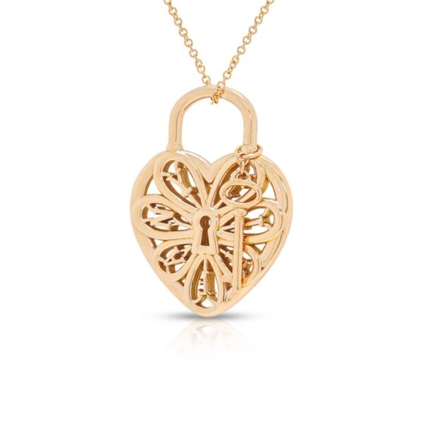 שרשרת תליון לב ומפתח פילגרין מעודנת מזהב צהוב 18K של Tiffany & Co.