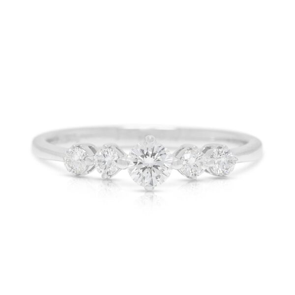 טבעת יהלומים חיננית עם חמישה אבנים, 0.28 קראט, מזהב לבן 18 קראט