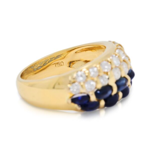 טבעת ספיר ויהלומים 1 קראט אלגנטית בזהב צהוב 18 קראט