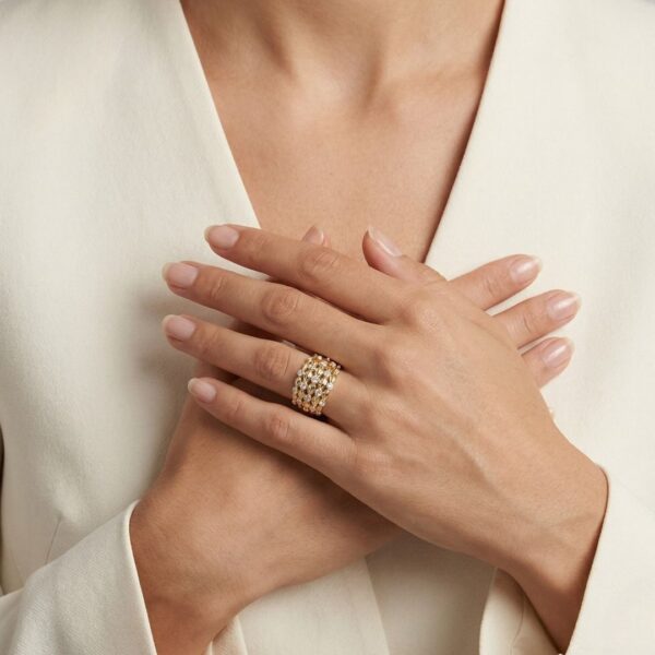 טבעת יהלומים מעוצבת בקפידה בעיצוב רשת של Larry Jewelry במשקל 0.57ct בזהב צהוב 14K