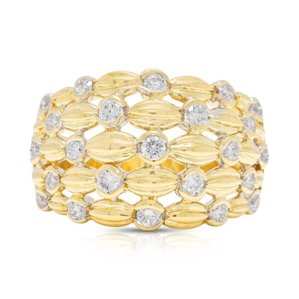 טבעת יהלומים מעוצבת בקפידה בעיצוב רשת של Larry Jewelry במשקל 0.57ct בזהב צהוב 14K