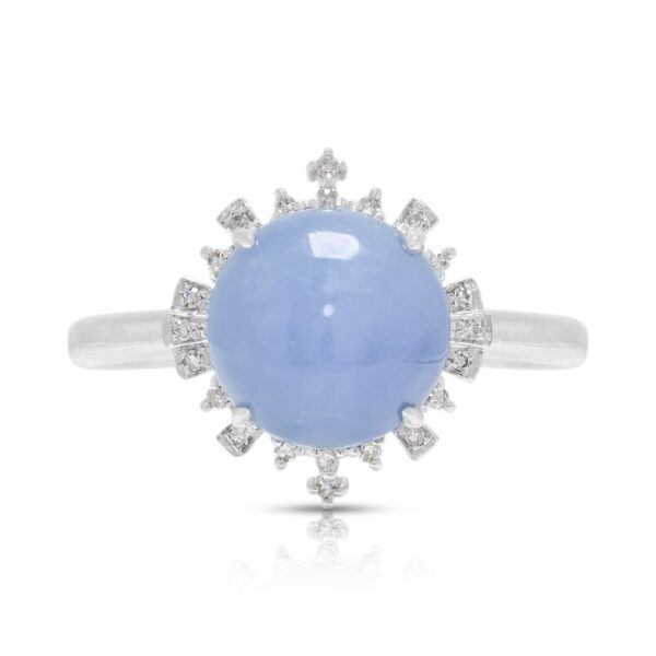 טבעת הילה זוהרת מירקן סגול 8.9 מ"מ, משובצת יהלומים 0.11 קראט, בזהב לבן 18K