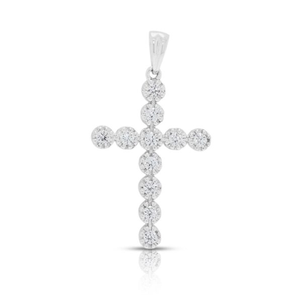 תליון צלב יהלומים זוהר במשקל 0.26 קראט בזהב לבן 18 קראט