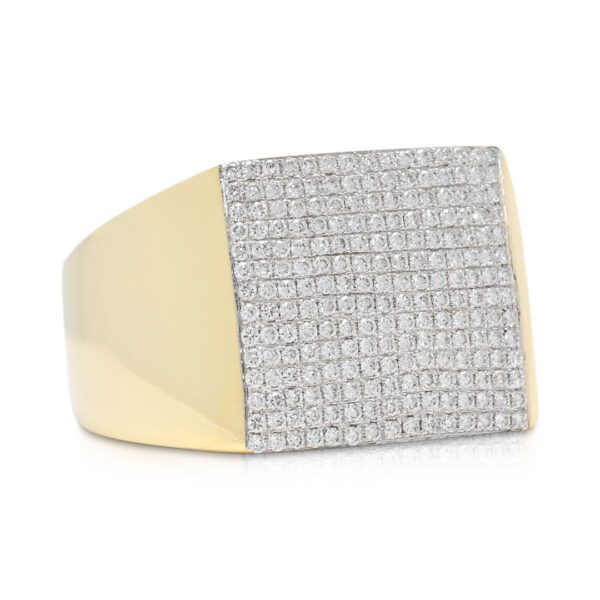 טבעת רחבה יוקרתית מזהב צהוב 18K משובצת יהלום 0.67 קראט