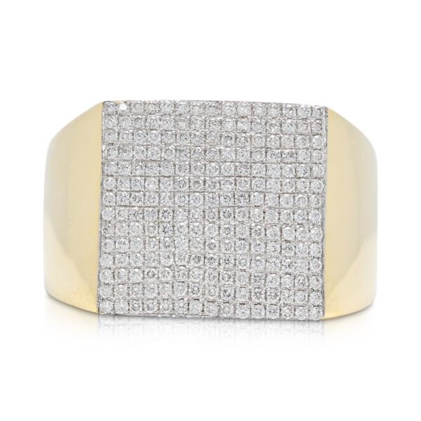 טבעת רחבה יוקרתית מזהב צהוב 18K משובצת יהלום 0.67 קראט