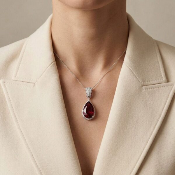 תליון רובליט ויהלומים יוקרתי במשקל 11.39 קרט בזהב לבן 18K