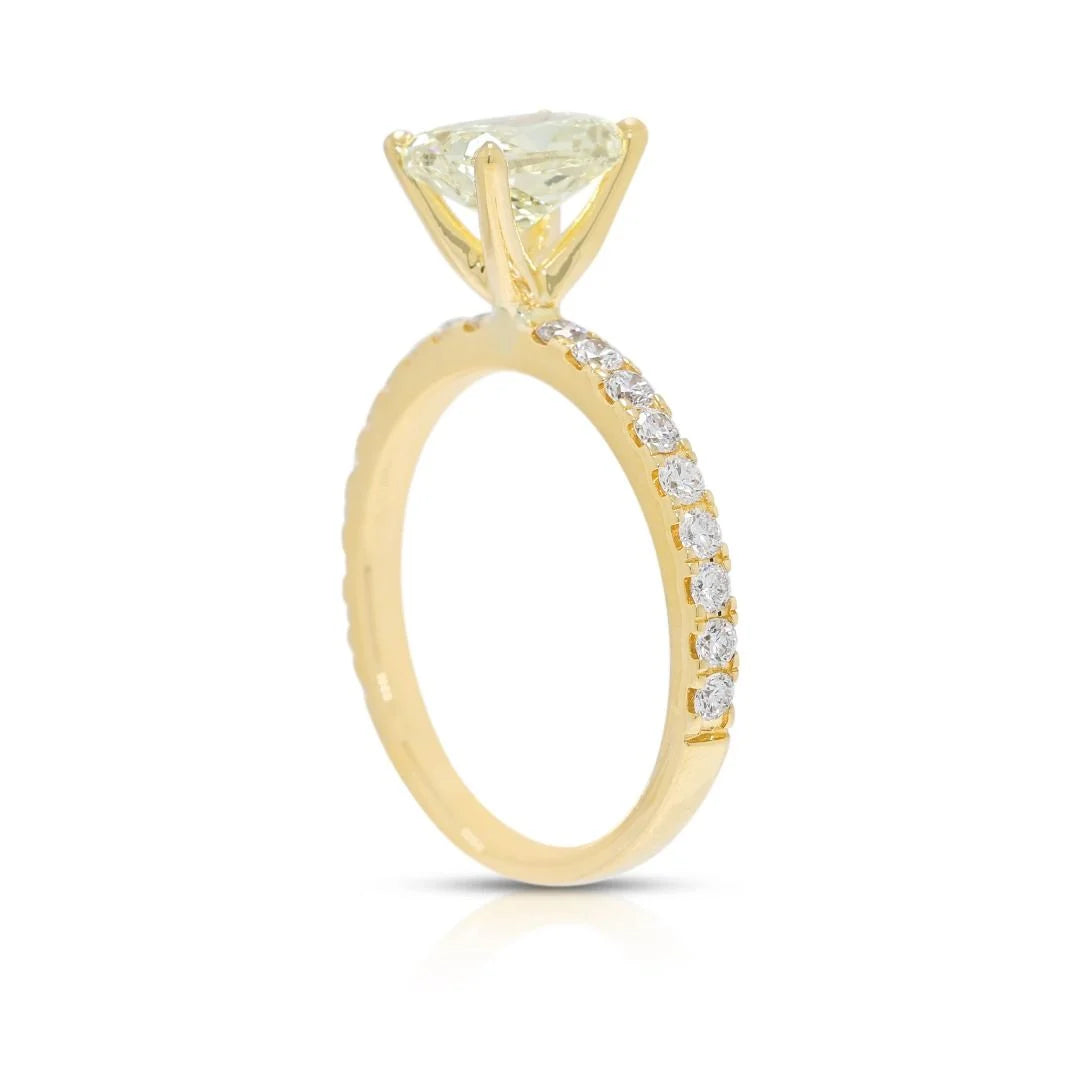 טבעת פאווה יוקרתית עם יהלום צהוב מהודר 1.96 קראט בזהב צהוב 18 קראט - מתועדת GIA – תמונה 5