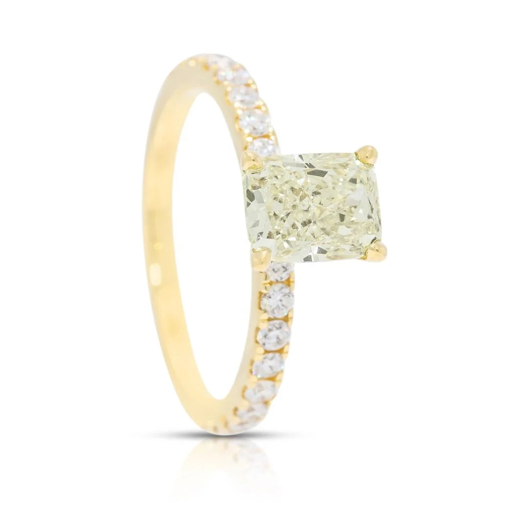 טבעת פאווה יוקרתית עם יהלום צהוב מהודר 1.96 קראט בזהב צהוב 18 קראט - מתועדת GIA – תמונה 4