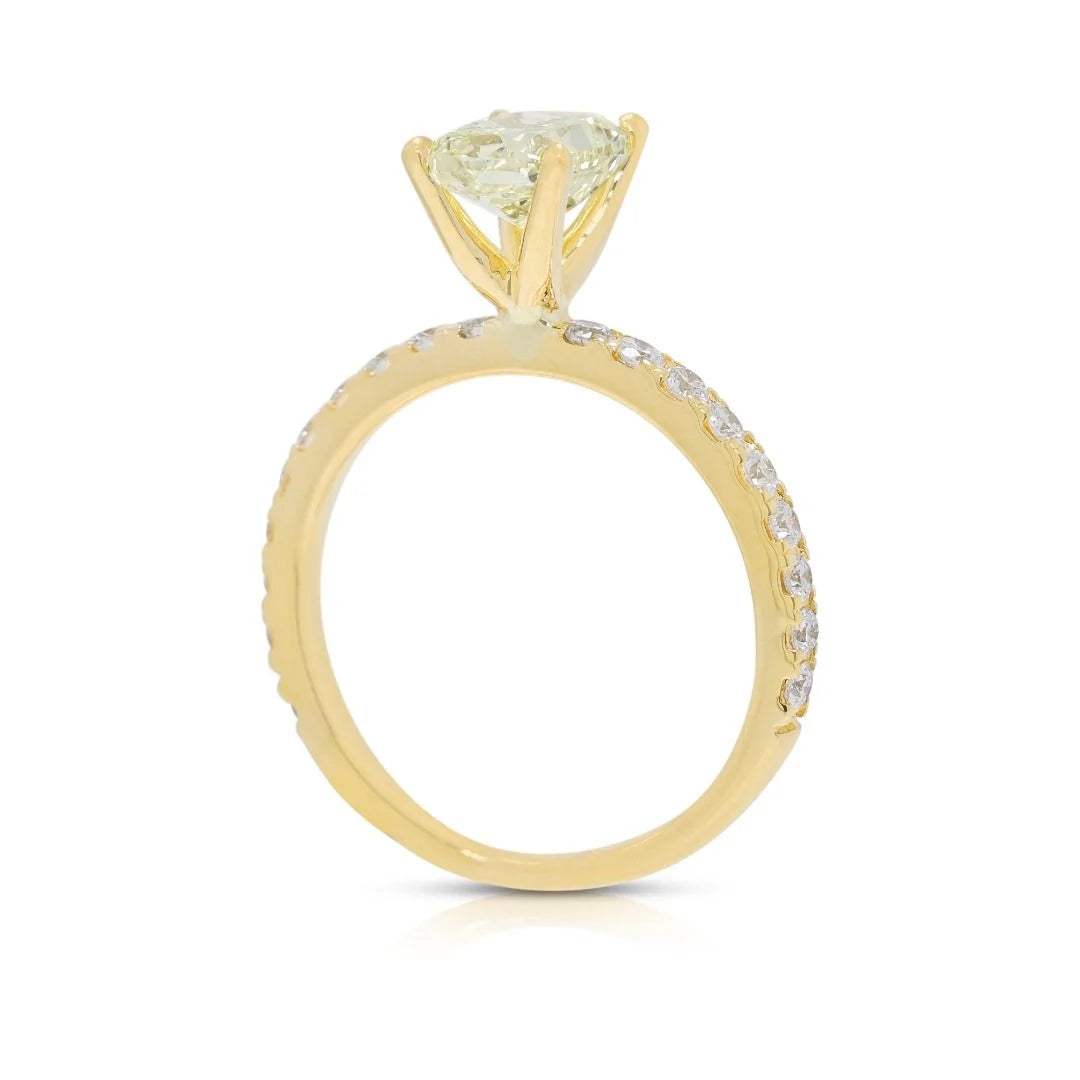 טבעת פאווה יוקרתית עם יהלום צהוב מהודר 1.96 קראט בזהב צהוב 18 קראט - מתועדת GIA – תמונה 7