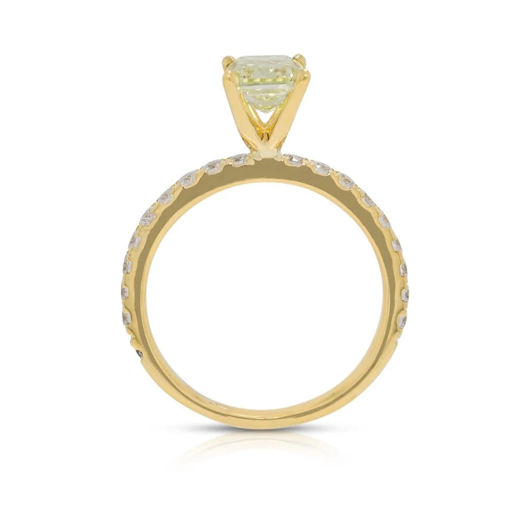 טבעת פאווה יוקרתית עם יהלום צהוב מהודר 1.96 קראט בזהב צהוב 18 קראט - מתועדת GIA – תמונה 8