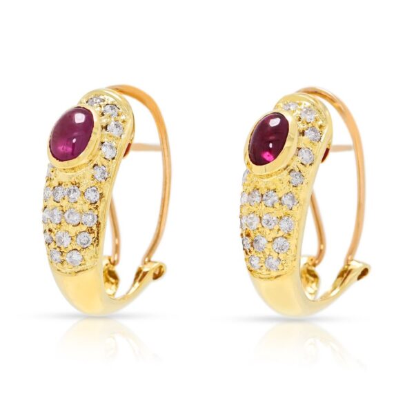 עגילי רובי ויהלומים יוקרתיים 2.06 קראט בזהב צהוב 18K