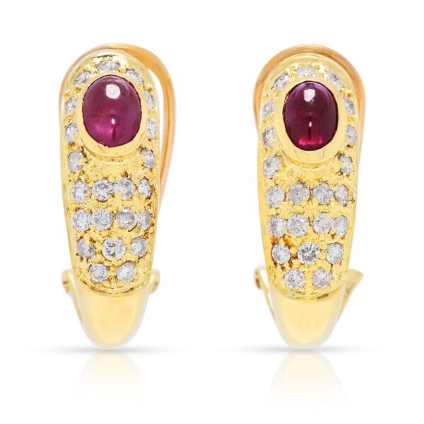 עגילי רובי ויהלומים יוקרתיים 2.06 קראט בזהב צהוב 18K