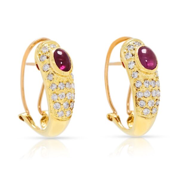 עגילי רובי ויהלומים יוקרתיים 2.06 קראט בזהב צהוב 18K