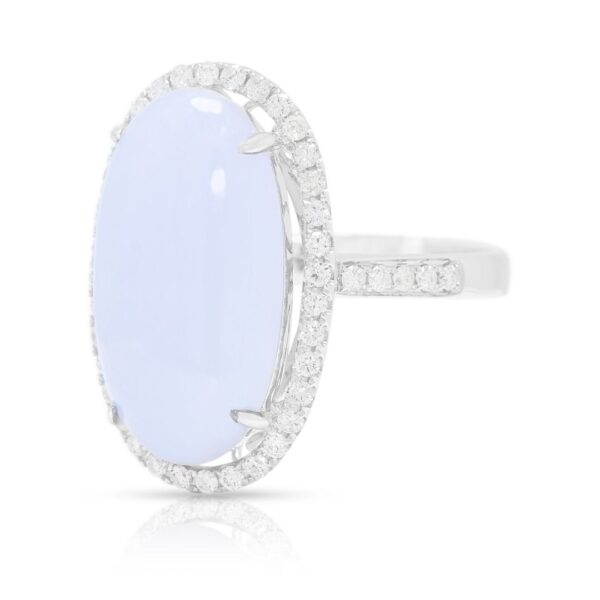 טבעת קוקטייל מלכותית עם יהלום 0.55 קראט וירקן סגול בזהב לבן 18 קראט