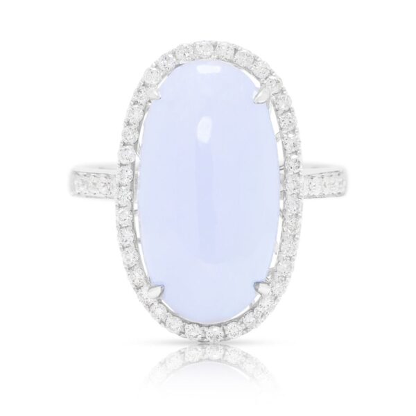 טבעת קוקטייל מלכותית עם יהלום 0.55 קראט וירקן סגול בזהב לבן 18 קראט