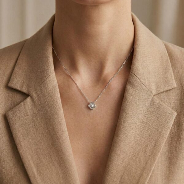 שרשרת יהלום מינימליסטית 0.03ct בזהב לבן 18K