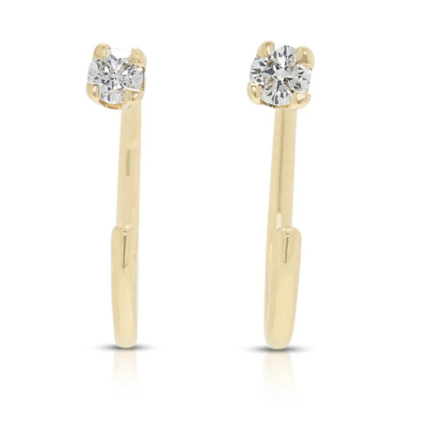 עגילי יהלומים מינימליסטיים 0.08ct בזהב צהוב 14K