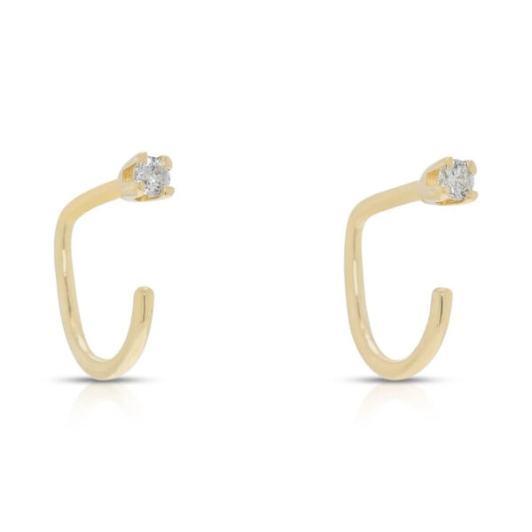 עגילי יהלומים מינימליסטיים 0.08ct בזהב צהוב 14K