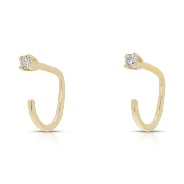 עגילי יהלומים מינימליסטיים 0.08ct בזהב צהוב 14K