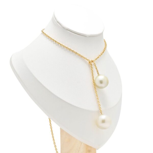 שרשרת טיפה מפנינת ים הדרום יוקרתית בזהב צהוב 18K