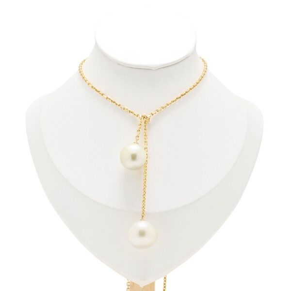 שרשרת טיפה מפנינת ים הדרום יוקרתית בזהב צהוב 18K