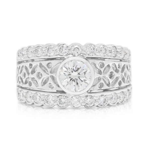 טבעת יהלומים מפוארת 0.56 קראט בזהב לבן 18K