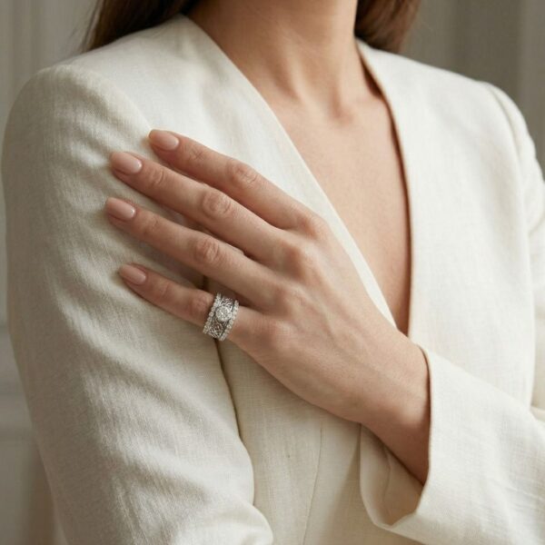 טבעת יהלומים מפוארת 0.56 קראט בזהב לבן 18K