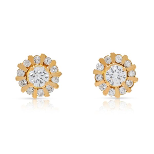 עגילי יהלום צמודים קורנים בהילה במשקל 0.66 קרט בזהב צהוב 20 קראט