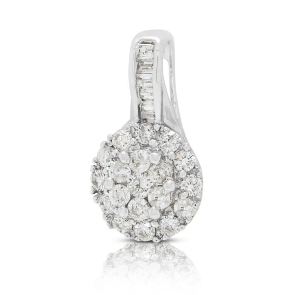 תליון אשכול יהלומים מעודן 0.51 קראט בזהב לבן 18 קראט