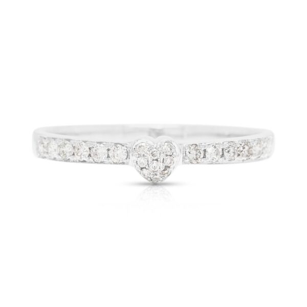 טבעת לב יהלומים רומנטית 0.16 קראט בזהב לבן 18 קראט