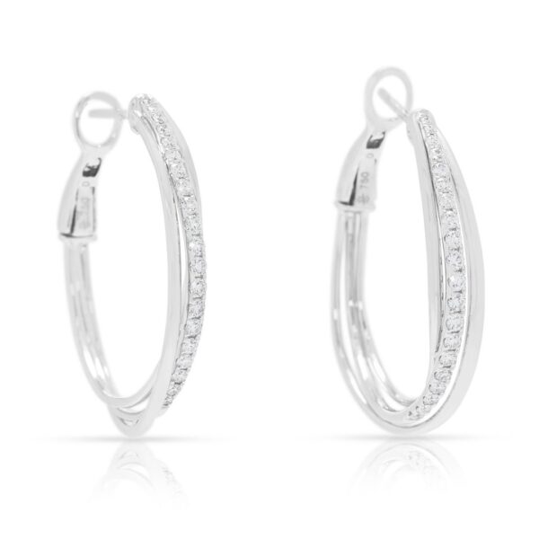 עגילי חישוק Destinee יוקרתיים מזהב לבן 18 קראט, משובצים ביהלומים טבעיים במשקל 0.48 קראט (חדש)