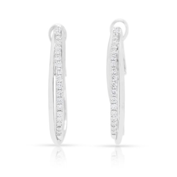 עגילי חישוק Destinee יוקרתיים מזהב לבן 18 קראט, משובצים ביהלומים טבעיים במשקל 0.48 קראט (חדש)