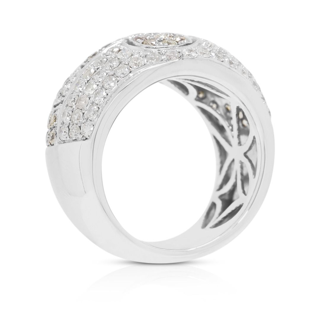 טבעת הצהרה מזהב לבן 18 קראט משובצת יהלומים במשקל 1.35 קראט – תמונה 7