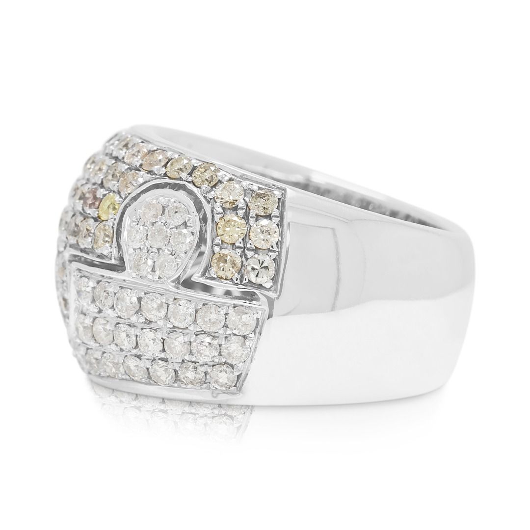 טבעת הצהרה מזהב לבן 18 קראט משובצת יהלומים במשקל 1.35 קראט – תמונה 4