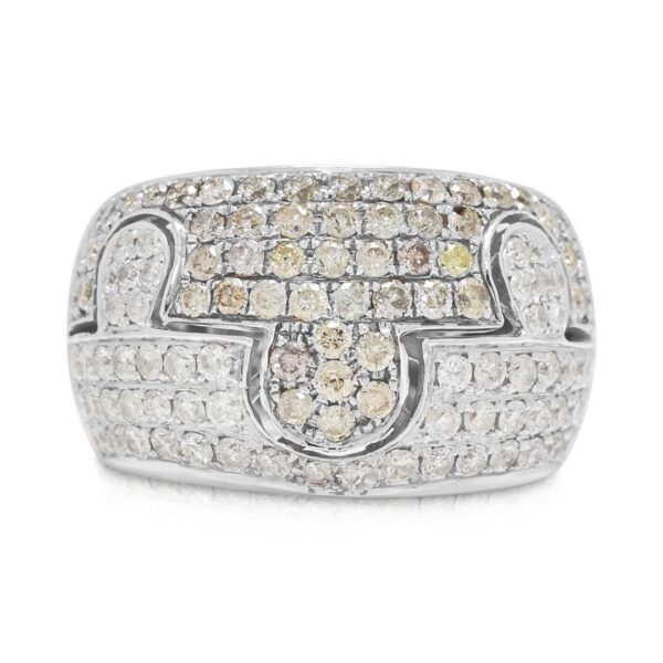 טבעת הצהרה מזהב לבן 18 קראט משובצת יהלומים במשקל 1.35 קראט