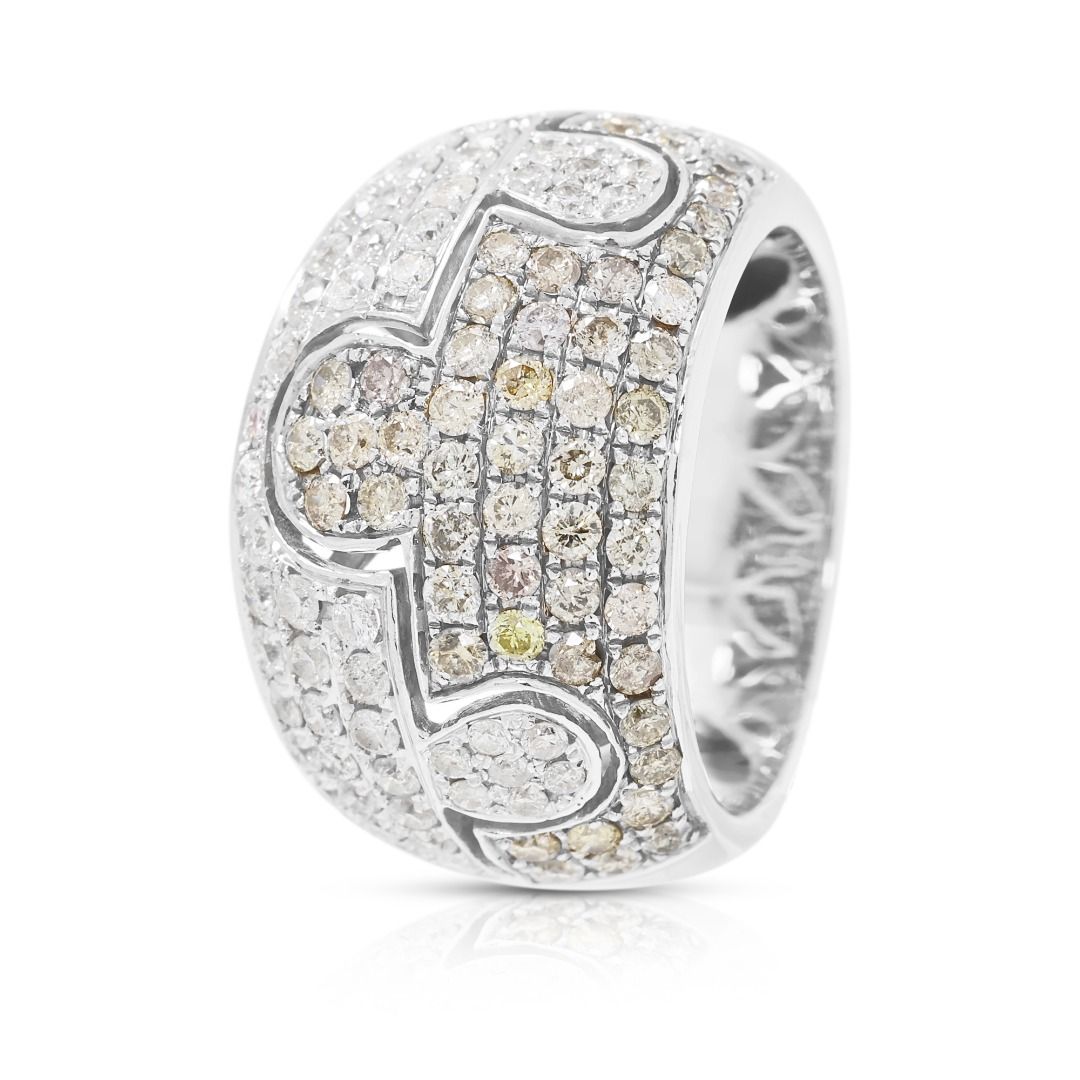 טבעת הצהרה מזהב לבן 18 קראט משובצת יהלומים במשקל 1.35 קראט – תמונה 6