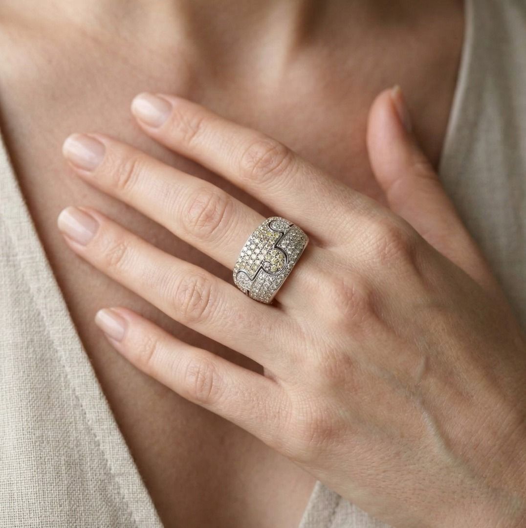 טבעת הצהרה מזהב לבן 18 קראט משובצת יהלומים במשקל 1.35 קראט – תמונה 2