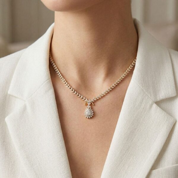 שרשרת יהלומים דרמטית 2.23ct בזהב דו-גוני 18K - מתועדת IGI