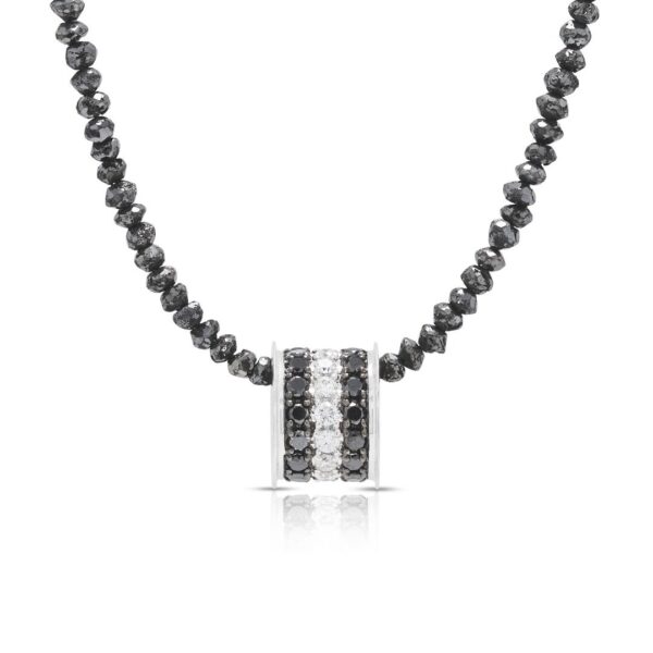 שרשרת יהלומים שחורים ולבנים מרשימה במשקל 150.7 קרט, בזהב לבן 18K