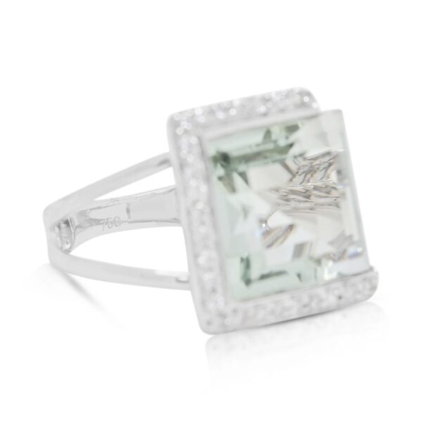 טבעת קוקטייל קוורץ ויהלומים מרשימה 5.39ct בזהב לבן 18K