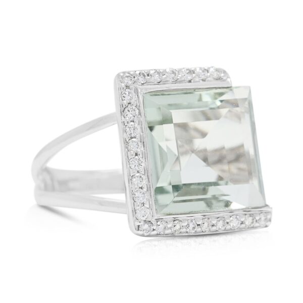 טבעת קוקטייל קוורץ ויהלומים מרשימה 5.39ct בזהב לבן 18K