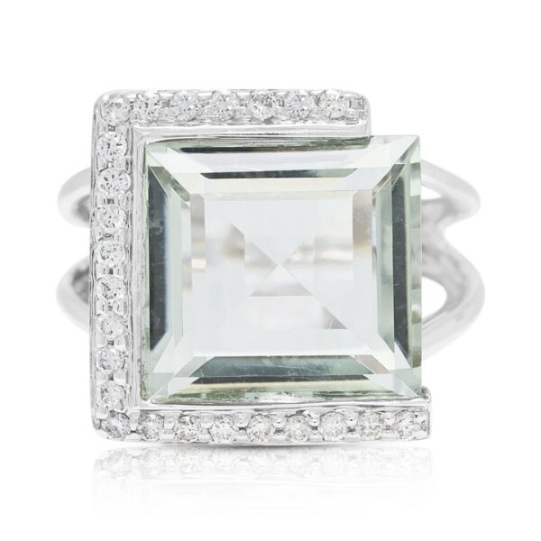 טבעת קוקטייל קוורץ ויהלומים מרשימה 5.39ct בזהב לבן 18K