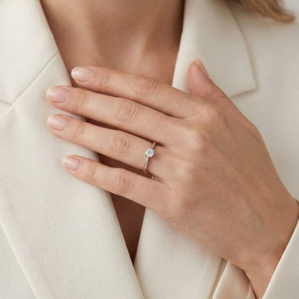 טבעת סוליטר יהלום נצחית במשקל 0.31 קרט, בזהב לבן 18 קראט