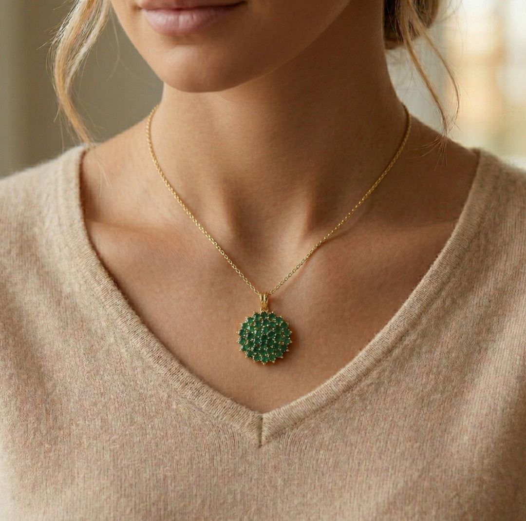 תליון אשכול אמרלד זוהר 1.85 קראט בזהב צהוב 18 קראט – תמונה 2