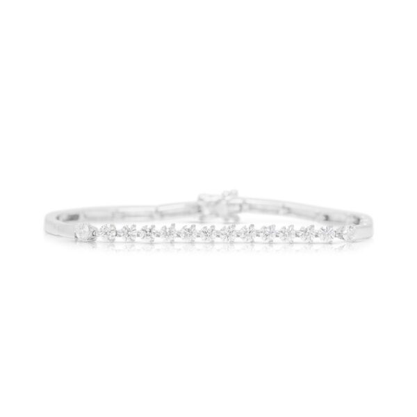 צמיד אלגנטי מיהלום טבעי בחיתוך עגול מבריק 1.12ct בזהב לבן 18K