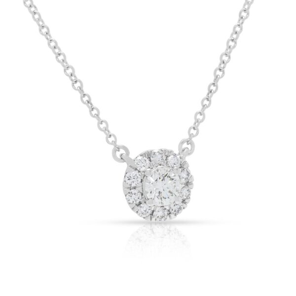 שרשרת יהלום מעבדה נצחית 0.51ct בהילה, בזהב לבן 18K