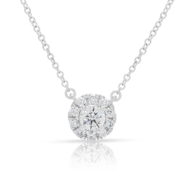 שרשרת יהלום מעבדה נצחית 0.51ct בהילה, בזהב לבן 18K